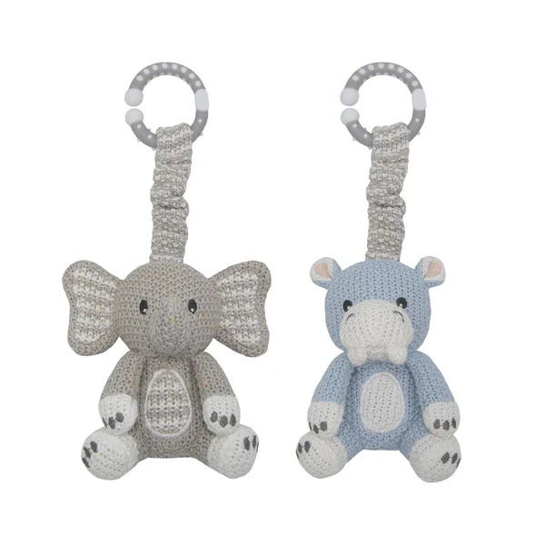 Elephant and Hippo - 2 Pack Stroller Toy