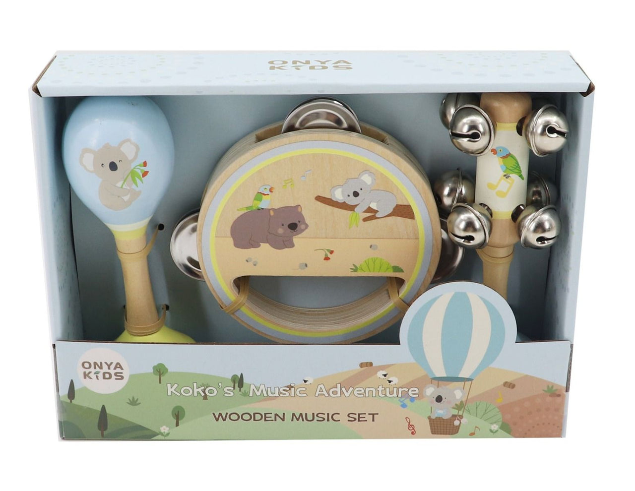 KoKo's Music Adventure - Wooden Music 3pc Set (Koala, Rainbow Lorikeet & Wombat)