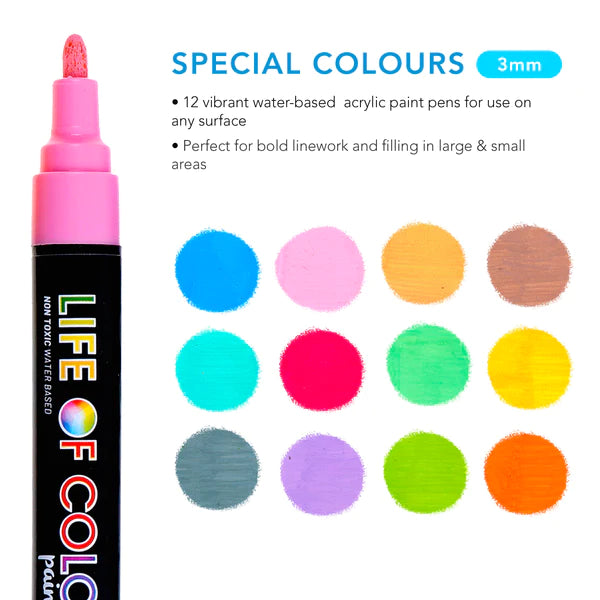 Acrylic Paint Pens 3mm - Special Colours