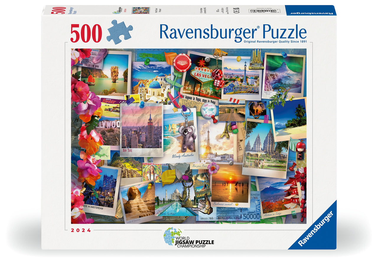 500 pc Puzzle - World Travel Pinboard