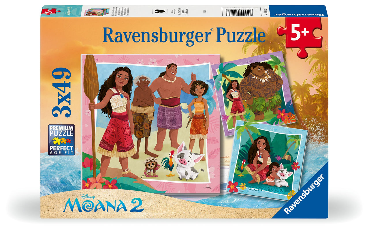 3 X 49 pc Puzzle - Disney Moana Off to New Adventures