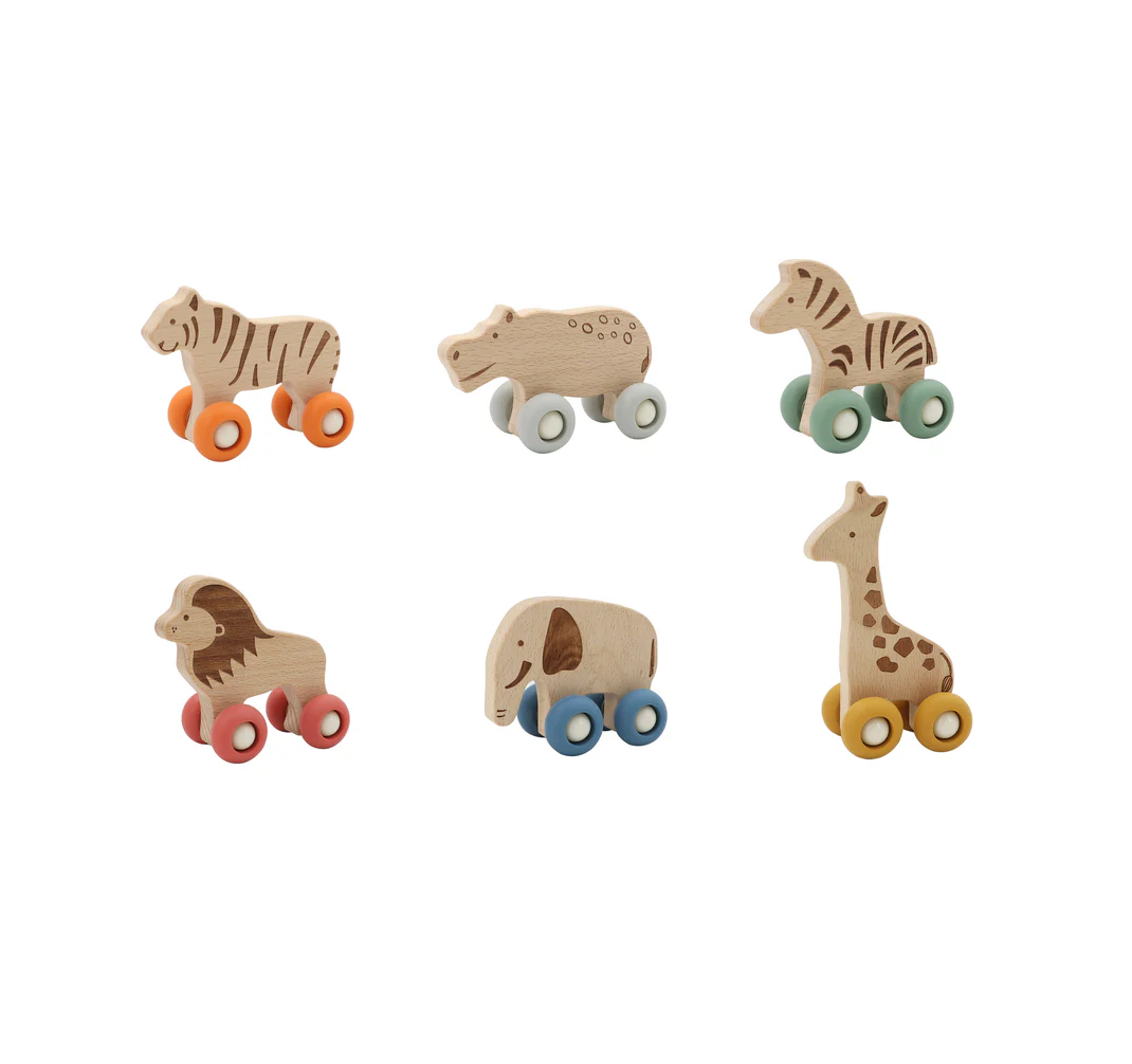 Wooden Jungle Animal Car