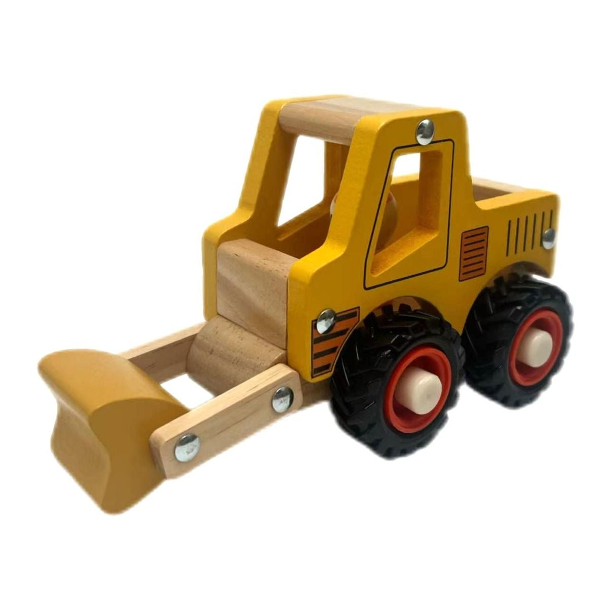 Wooden Wheelie Vehicle - Digger (Yellow)