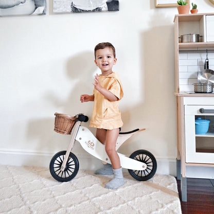 Kinderfeets Tiny Tot PLUS 2 in 1 Balance Bike - White