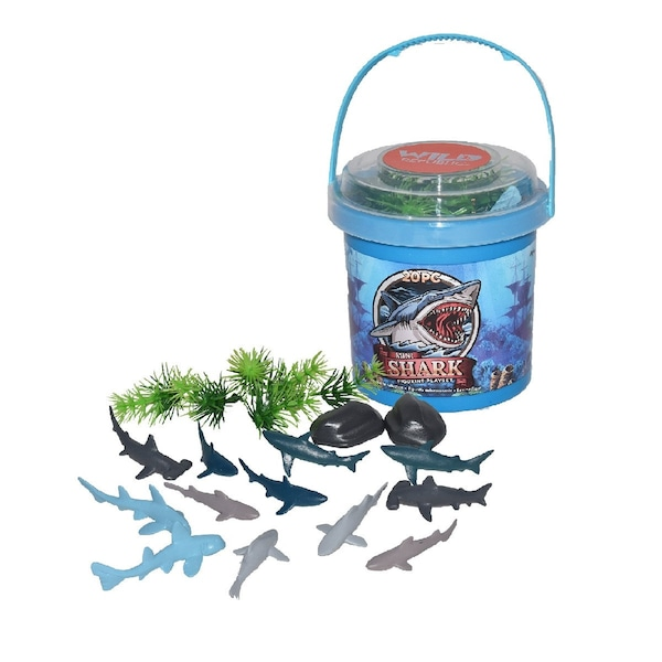 Bucket Mini Shark Figure Play Set