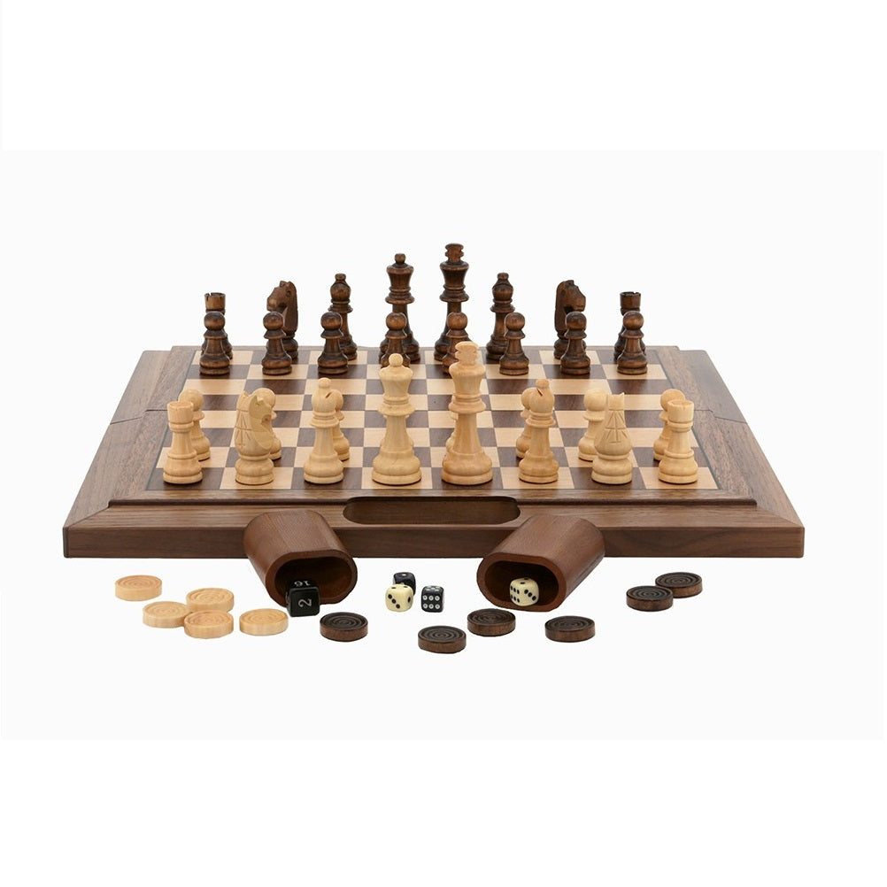 Chess/Checkers/Backgammon - Folding Walnut - 16"