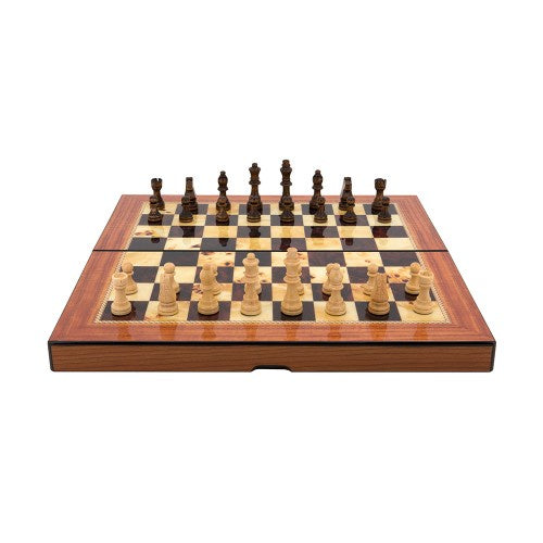 Walnut Folding Chess Set Gloss Finish 16"