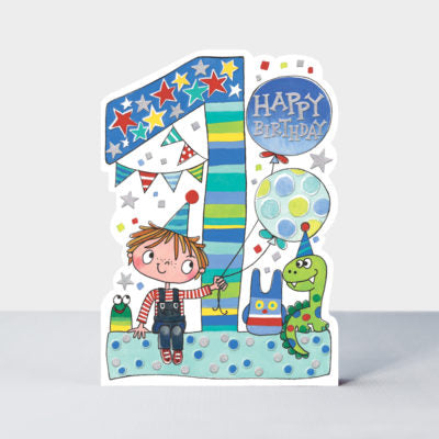 Star Jumps Aged Birthday Card - Blue