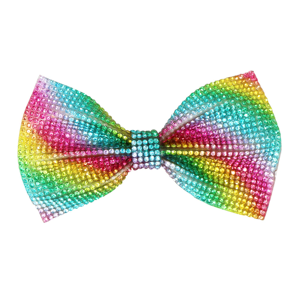 Rainbow Rhinestone Bow Hairclip