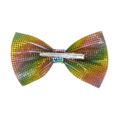 Rainbow Rhinestone Bow Hairclip