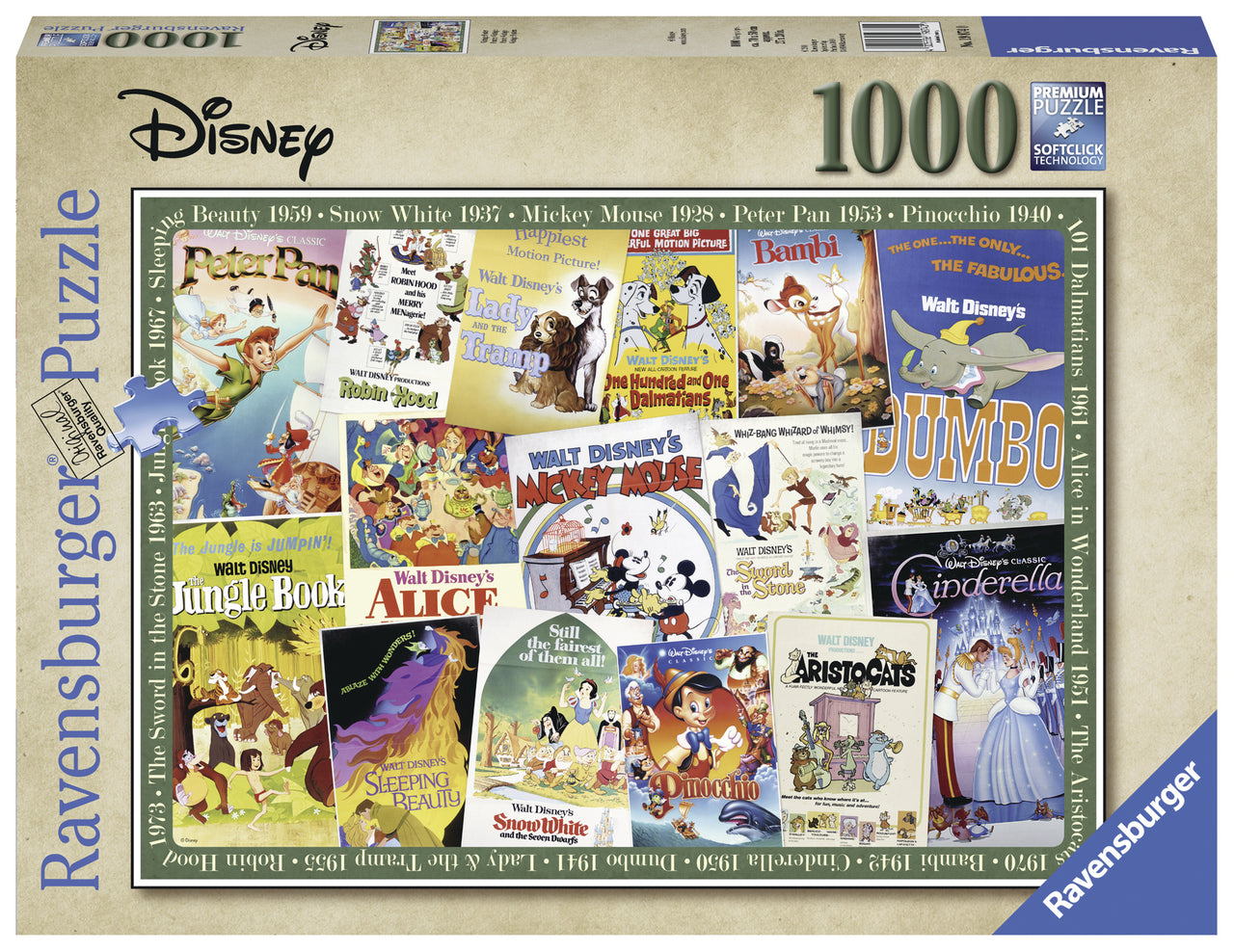 1000 pc Puzzle - Disney Vintage Posters