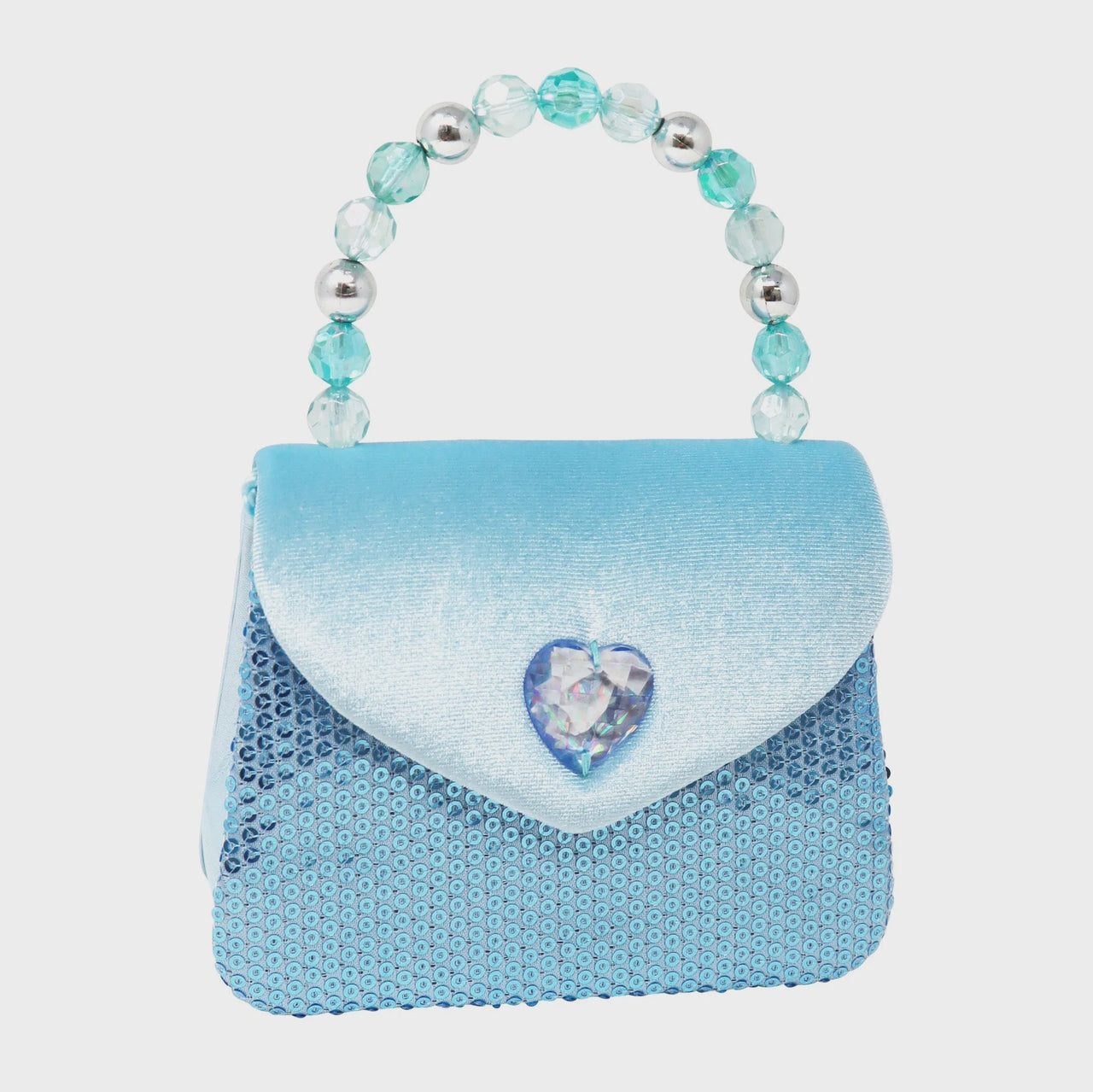 Princess Sapphire Velvet and Sequin Handbag with Beade