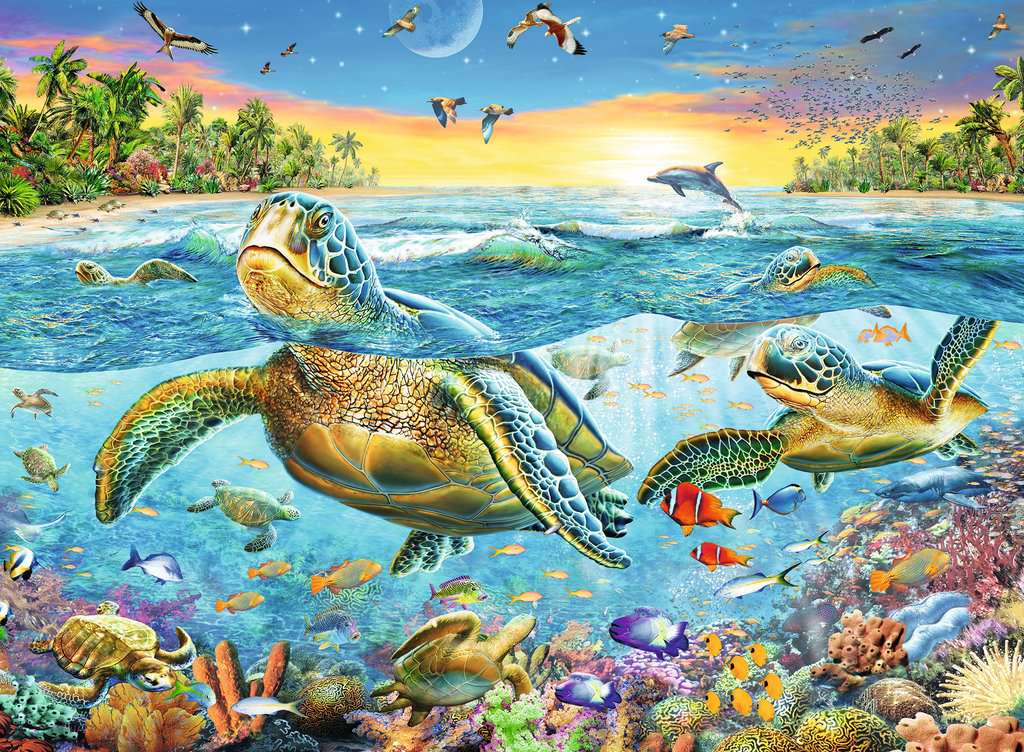 100 pc Puzzle - Swim with the Turtles