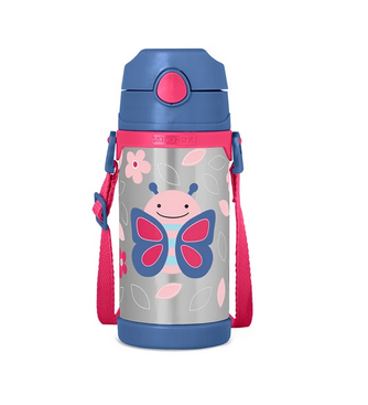 Zoo Large Insulated Stainless Steel Straw Bottle 360ml