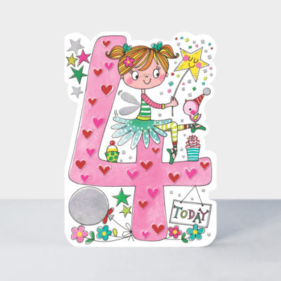 Star Jumps Age Birthday Card - Pink