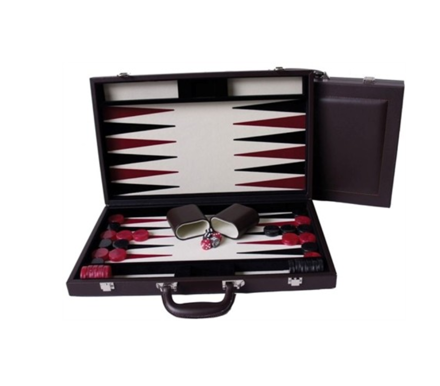 Backgammon 18" - Brown PU leather