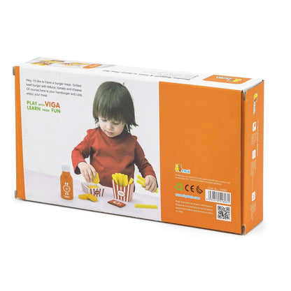 Wooden nuggets and fries with juice set