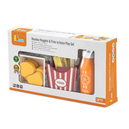 Wooden nuggets and fries with juice set