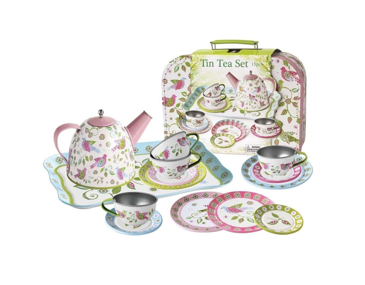 Tin Tea Set - Bird in Suitcase