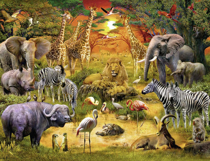 2000 pc Puzzle - Gathering at the Waterhole