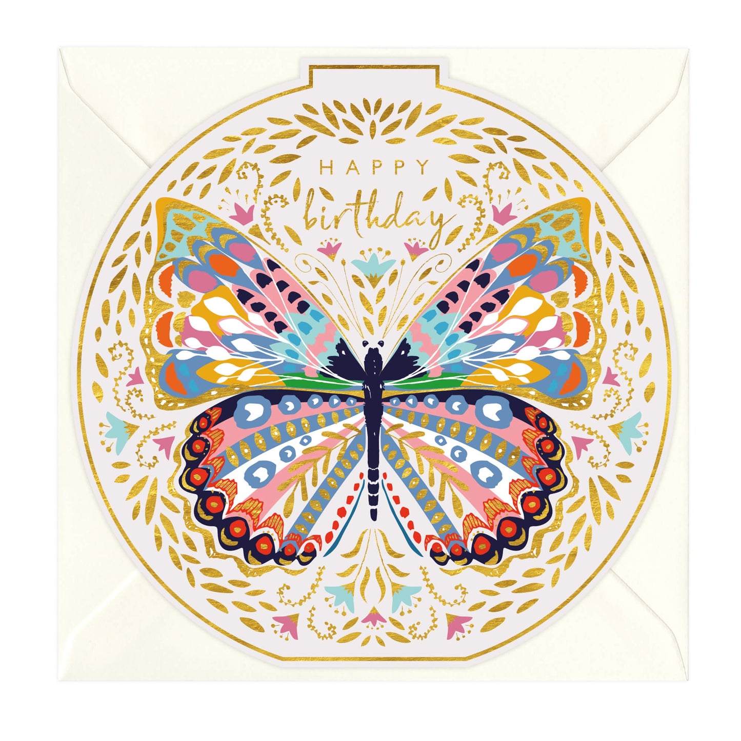 Happy Birthday Butterfly Round Card