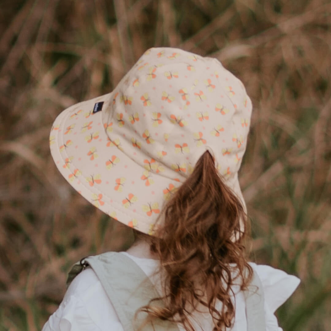 Ponytail Bucket Sun Hat - Butterfly