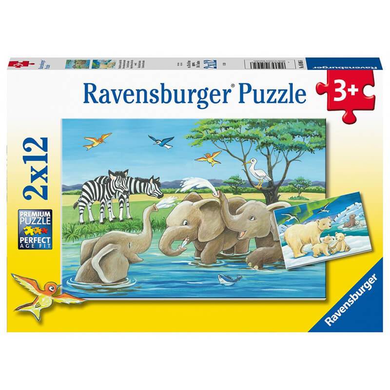 2 x 12 pc Puzzle - Baby Safari Animals