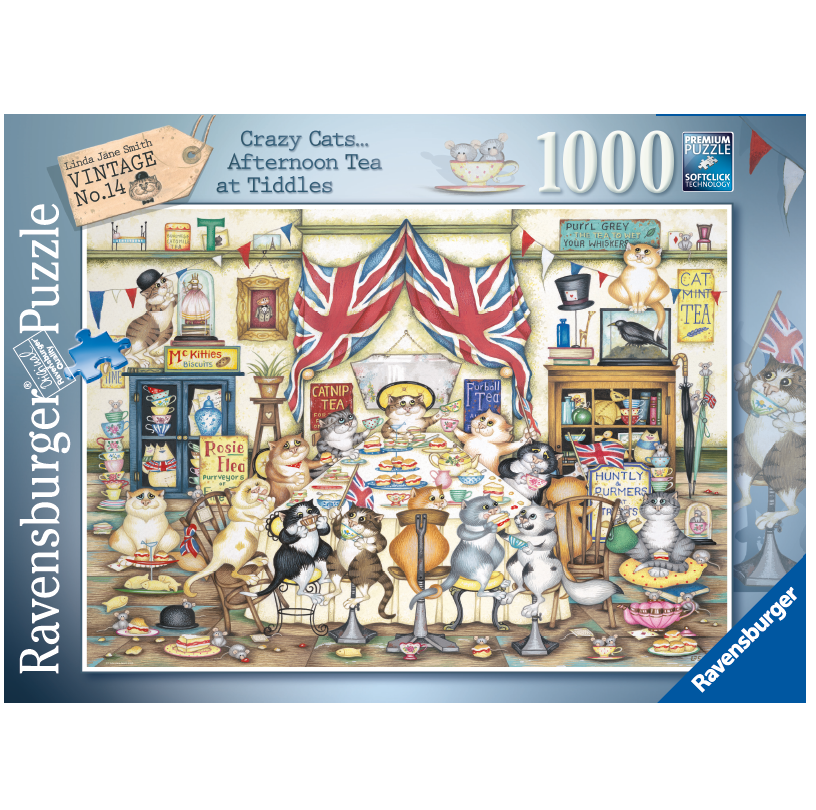 1000 pc Puzzle - Crazy Cats Afternoon Tea at Tiddles