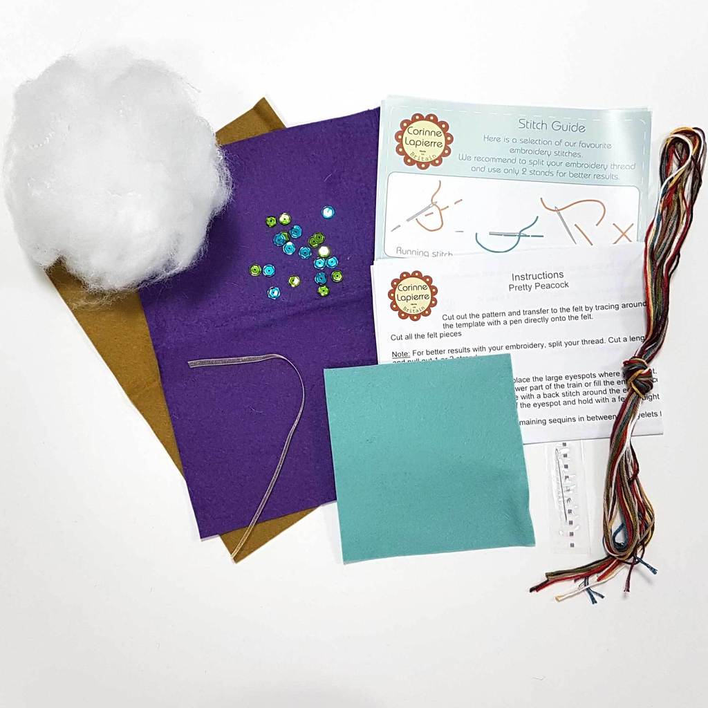 Felt Sewing Kit - Peacocks