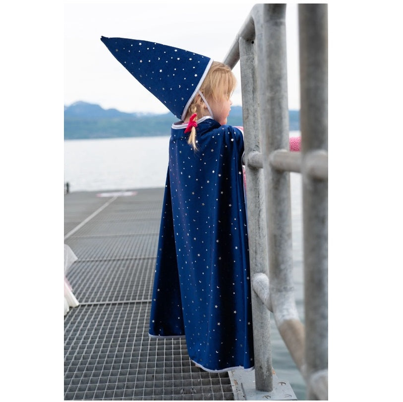 Blue & Silver Sparkle Wizard Cape & Hat