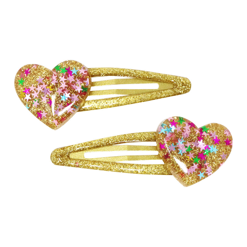 Glitter Resin Heart Snapclips