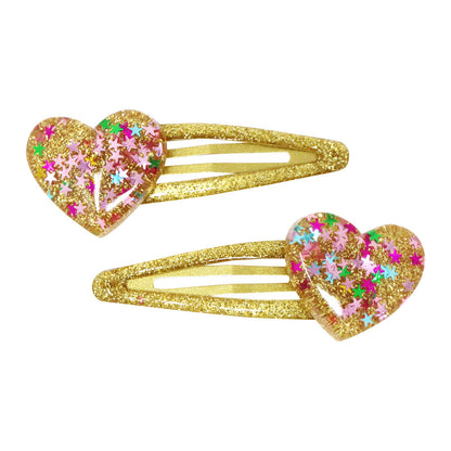 Glitter Resin Heart Snapclips