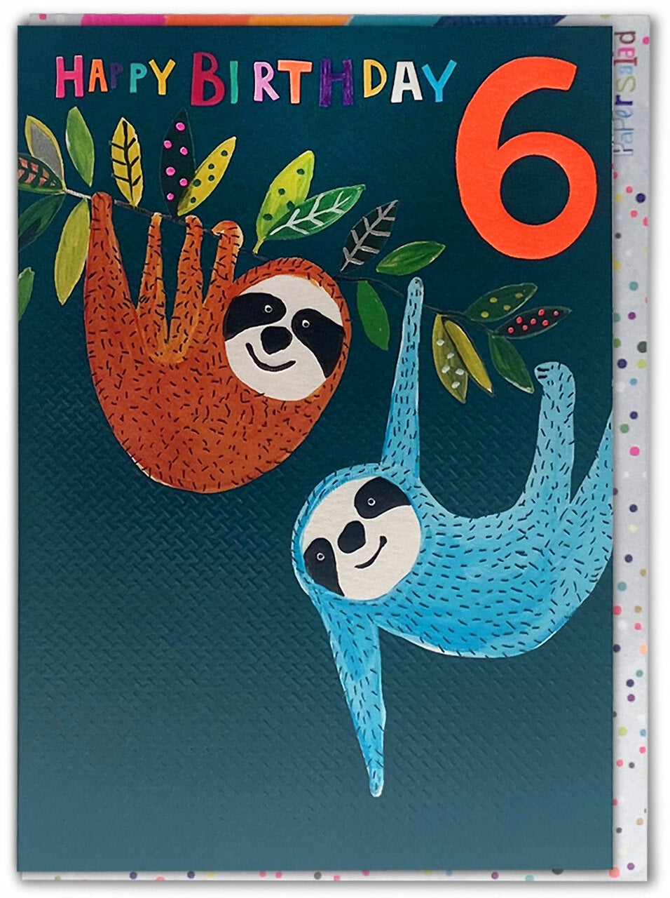 Hanging Sloths Age 6 Birthday Card