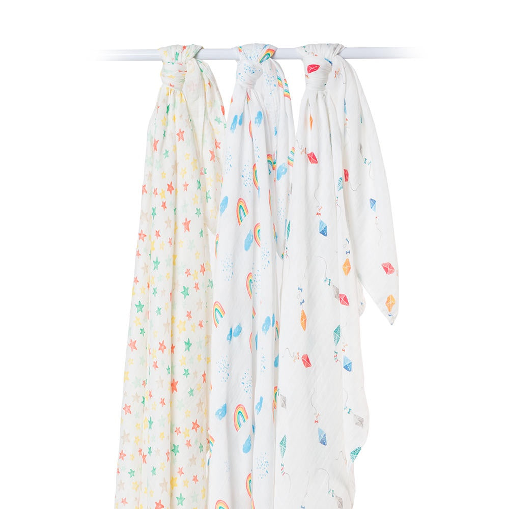 Deluxe Muslin Swaddles (3) - High in the Sky