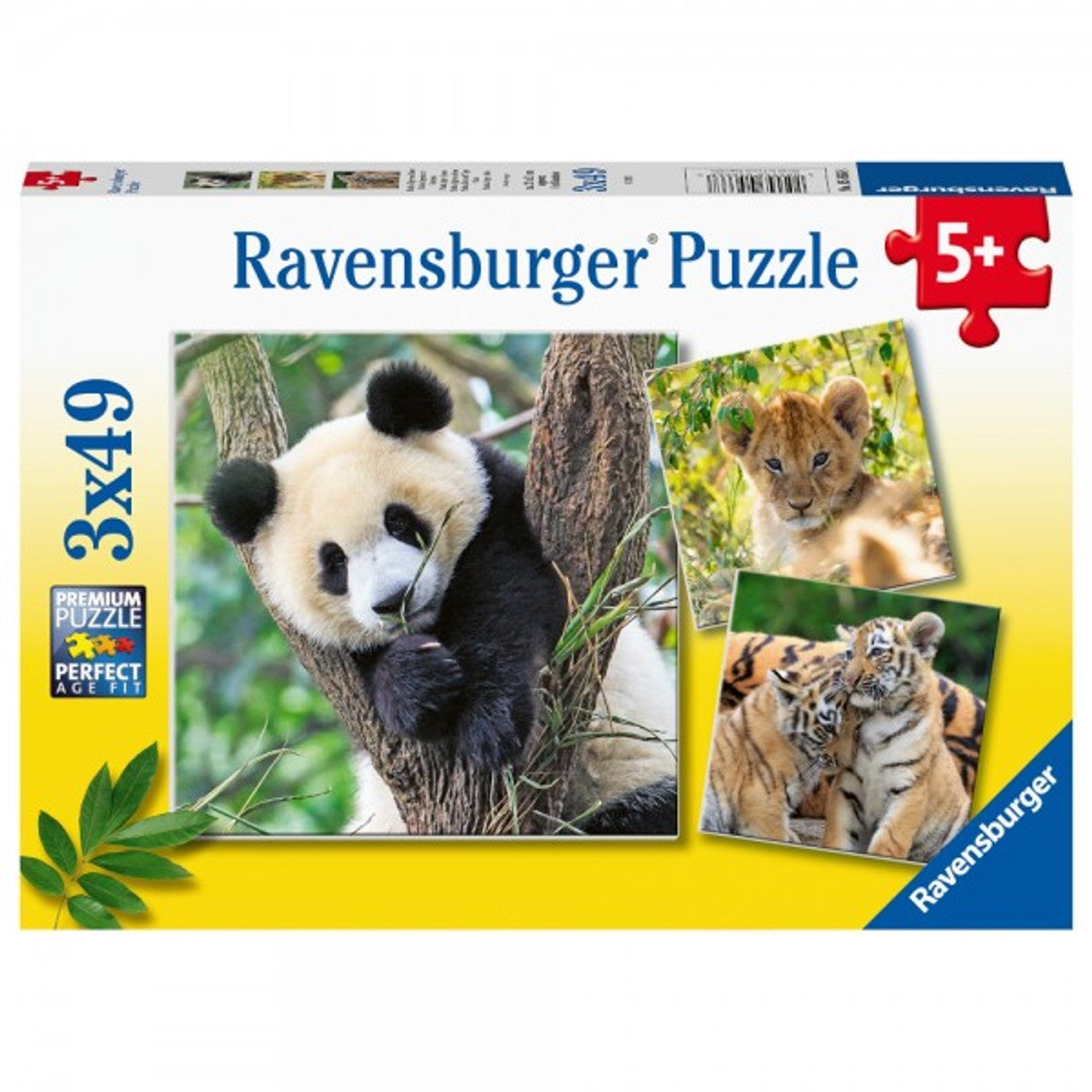 3 x 49 pc Puzzle - Panda, Lion & Tiger