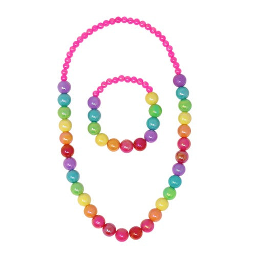 Rainbow Beads Necklace & Bracelet Set