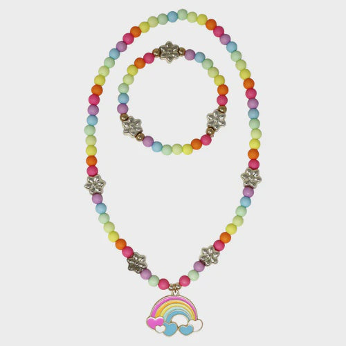 Daisy Rainbow Necklace & Bracelet Set
