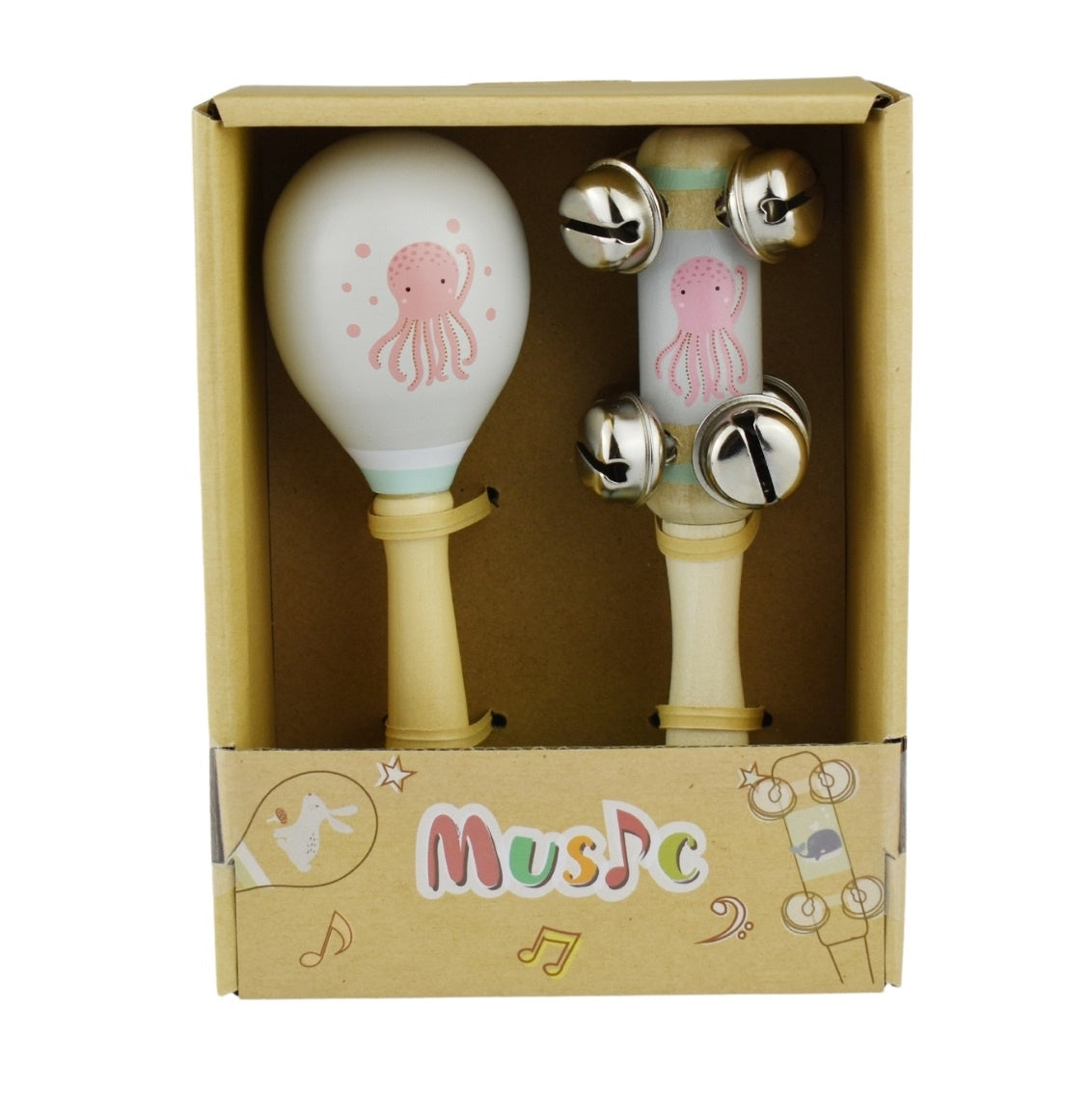 Calm & Breezy Sea Wooden Maraca and Bell Stick Set