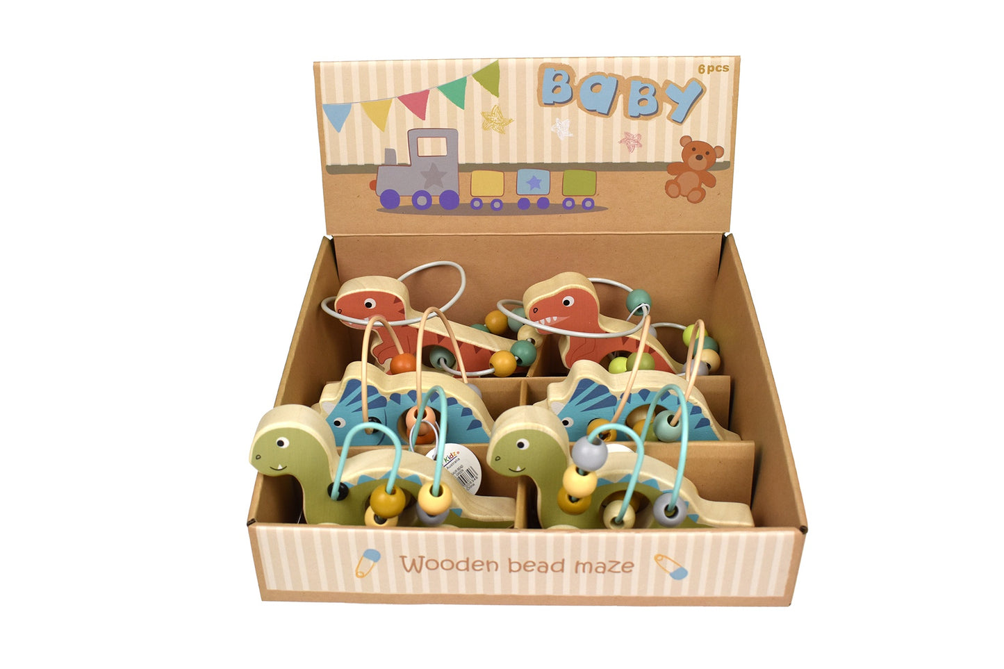 Wooden Dinosaur Bead Maze on Wheels