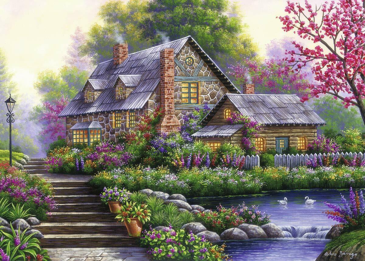 1000 pc Puzzle - Romantic Cottage