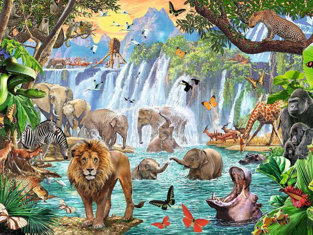 1500 pc Puzzle - Waterfall Safari