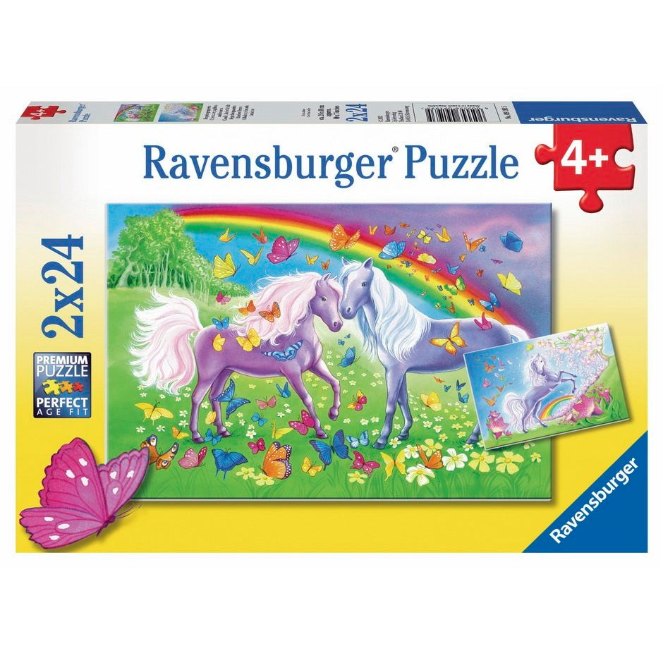 2 x 24 pc Puzzle - Rainbow Horses