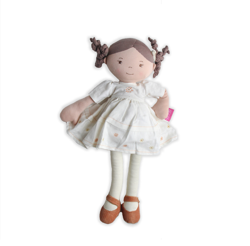 Cecilia Linen Doll with Brown Hair