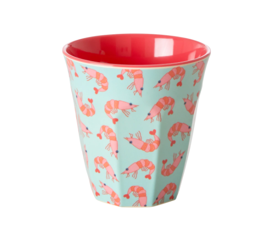Medium Melamine Cup with Shrimp Print - Two Tone