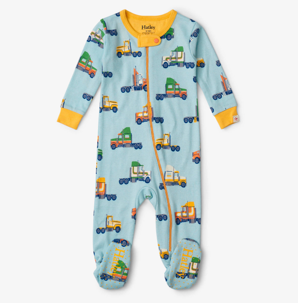 Big Rig Trucks Footed Coverall