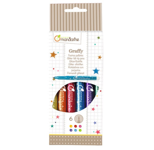 Felt-tip Pens - Glitter 6pk