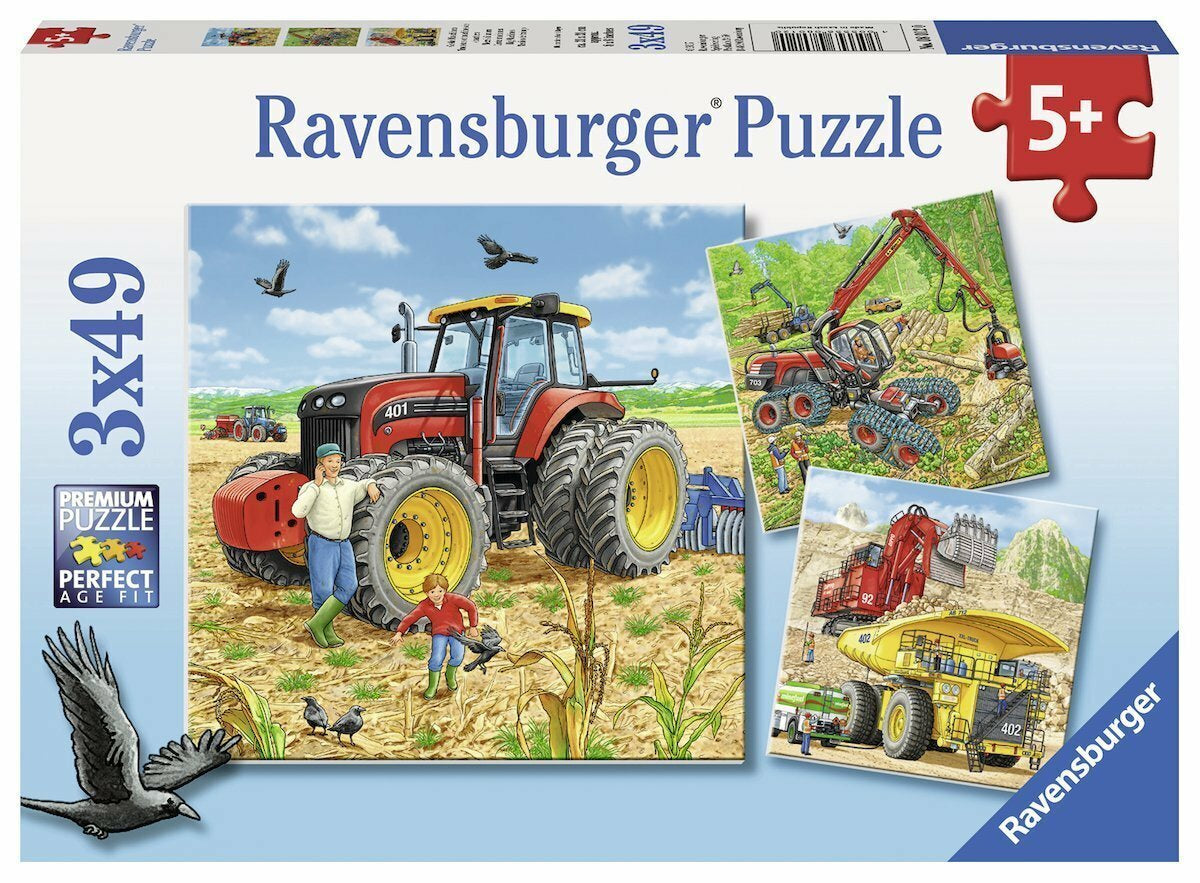 3 x 49 pc Puzzle - Big Machines