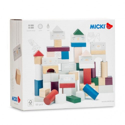 Wooden Building Blocks 60 pcs