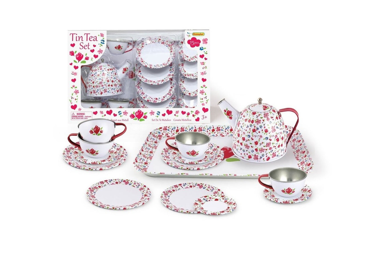 Tin Tea set - Red Rose