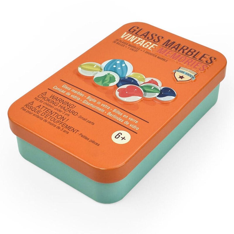 Glass Marbles Vintage Tin